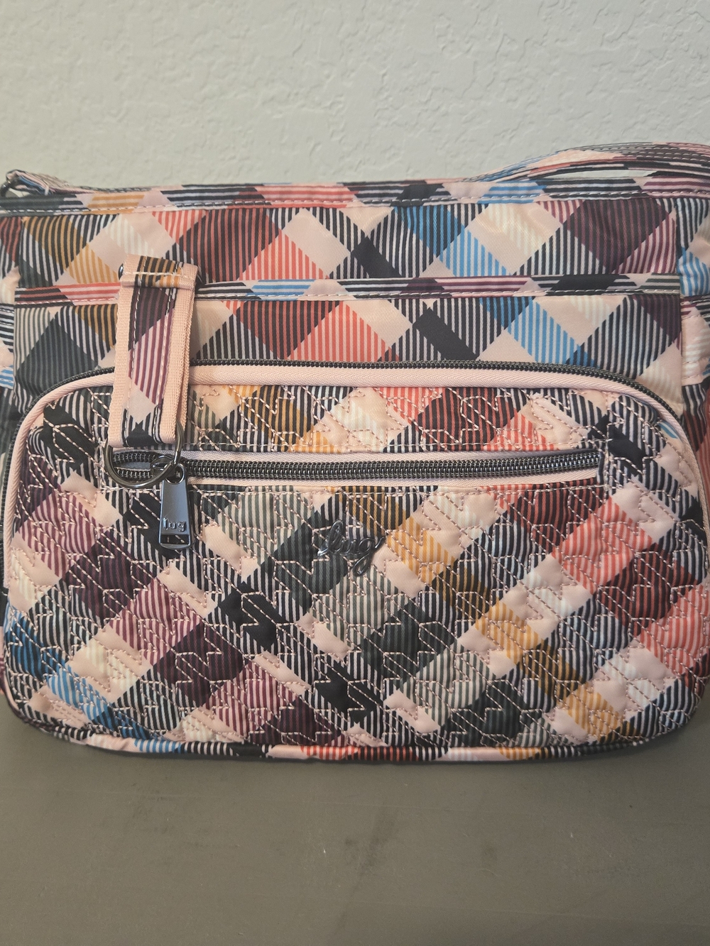 Lug Color Joy Shimmy SE Plaid Multicolor Shoulder Bag Adjustable Strap Pockets